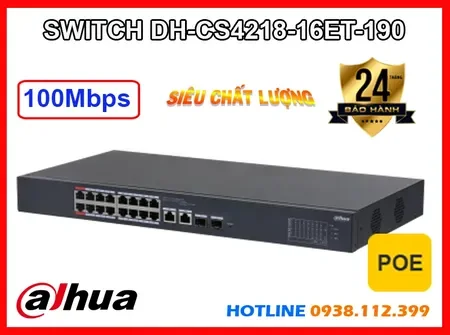 Lắp đặt camera SWICTH 18 PORT Dahua DH-CS4218-16ET-190 POE