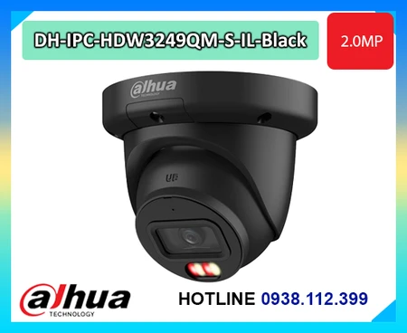 Camera Dahua DH-IPC-HDW3249QM-S-IL-Black, Camera Eyeball 2MP Dahua WizSense, Camera Dahua Smart Dual Light 50m, Camera AI Dahua SMD 4.0, Camera Dahua IP67 ngoài trời
