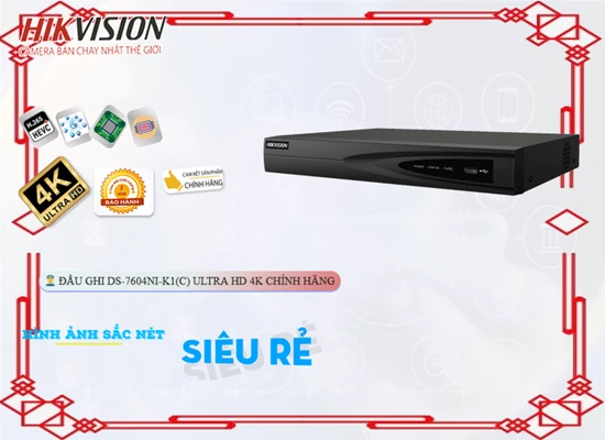 Lắp đặt camera tân phú Đầu Thu  Hikvision DS-7604NI-K1 (C)
