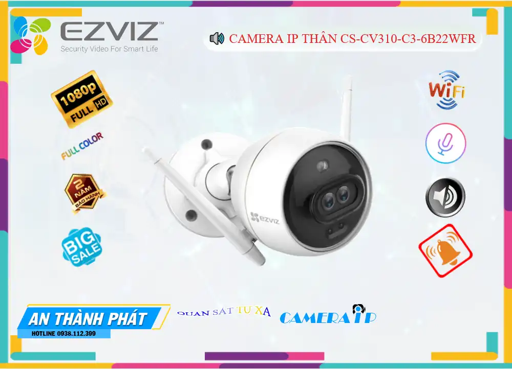 CS-CV310-C3-6B22WFR sắc nét Wifi Ezviz CS-CV310-C3-6B22WFR sắc nét Wifi Ezviz