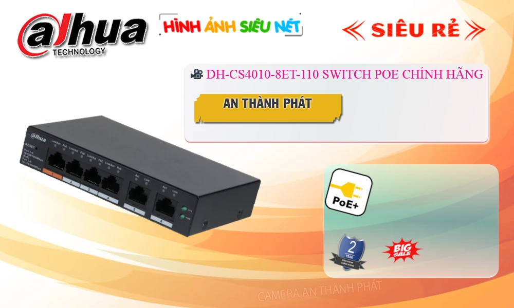 Dahua DH-CS4010-8ET-110 Switch chuyển đổi mạng Dahua DH-CS4010-8ET-110 Switch chuyển đổi mạng