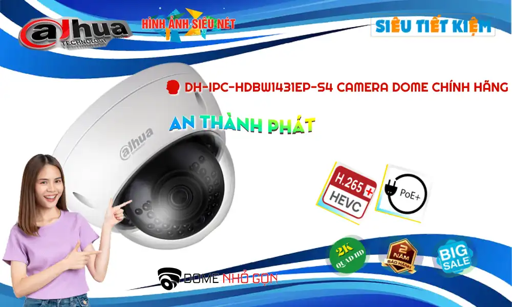 ➠  DH-IPC-HDBW1431EP-S4 sắc nét Dahua