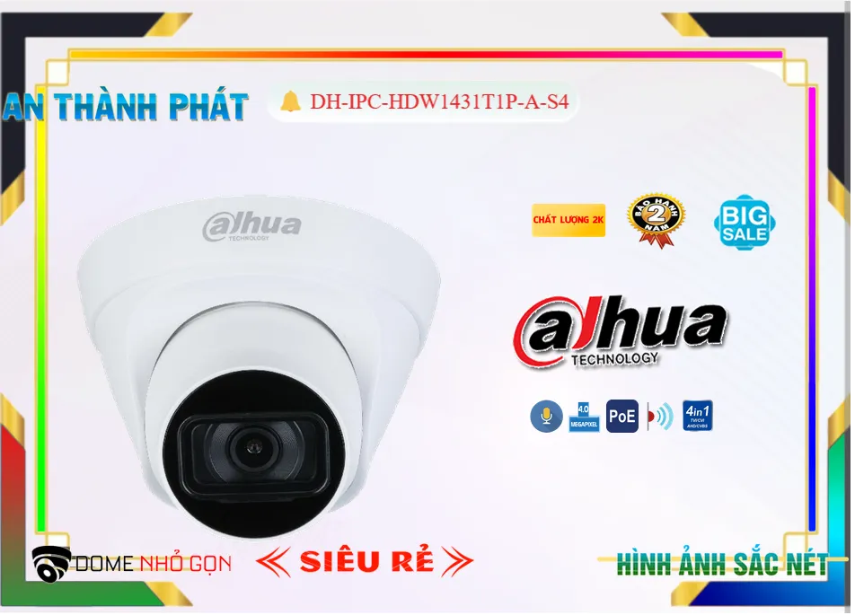 DH-IPC-HDW1431T1P-A-S4 sắc nét Dahua DH-IPC-HDW1431T1P-A-S4 sắc nét Dahua