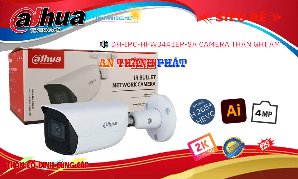 ➠  DH-IPC-HFW3441EP-SA sắc nét Dahua