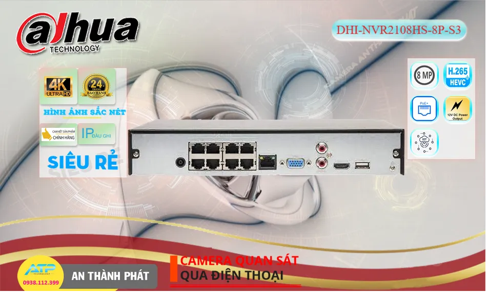 Đầu ghi Dahua DHI-NVR2108HS-8P-S3 Đầu ghi Dahua DHI-NVR2108HS-8P-S3