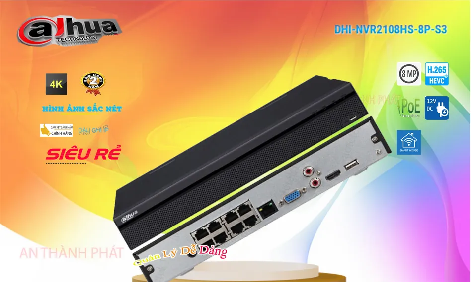 Đầu ghi Dahua DHI-NVR2108HS-8P-S3 Đầu ghi Dahua DHI-NVR2108HS-8P-S3