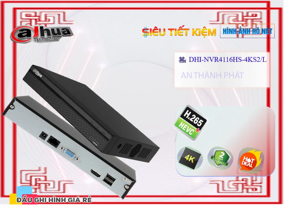 Đầu ghi DHI-NVR4116HS-4KS2L Dahua Đầu ghi DHI-NVR4116HS-4KS2L Dahua