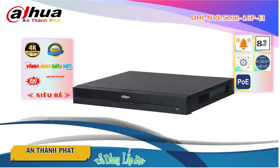 DHI-NVR5232-16P-EI sắc nét Dahua ➠