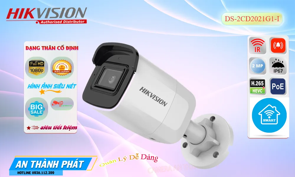 ➠  DS-2CD2021G1-I sắc nét Hikvision