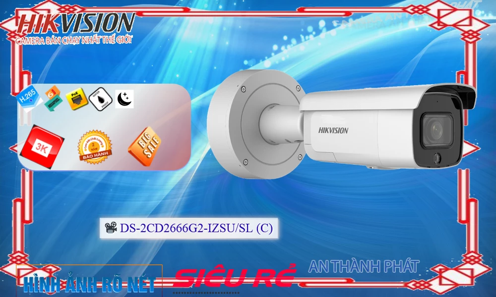 ➠  DS-2CD2666G2-IZSU/SL(C) sắc nét Hikvision