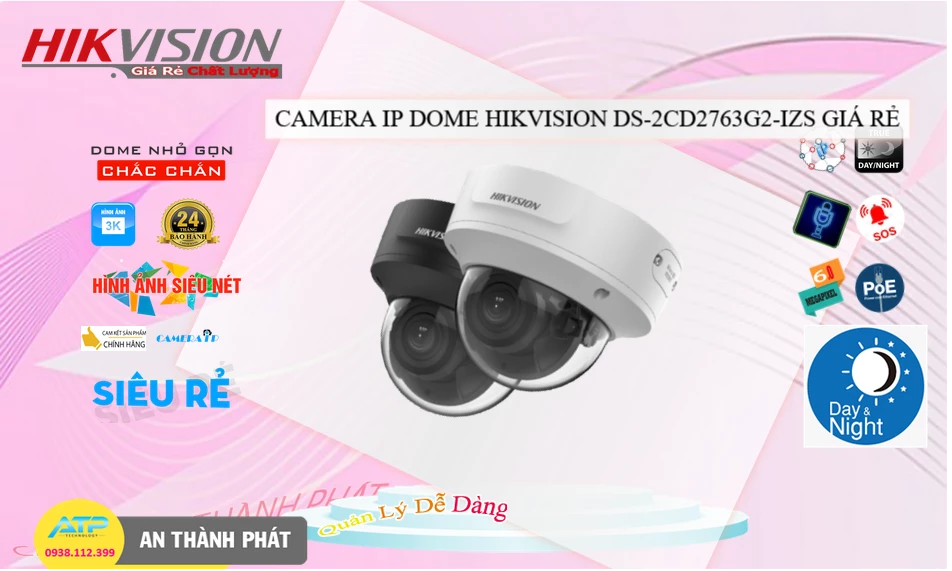 ➠  DS-2CD2763G2-IZS sắc nét Hikvision