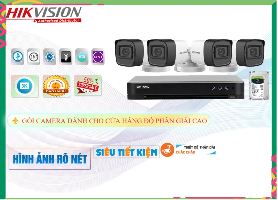  Camera giám sát Lắp Camera Cửa Hàng Trọn Bộ 2K giá rẻ 