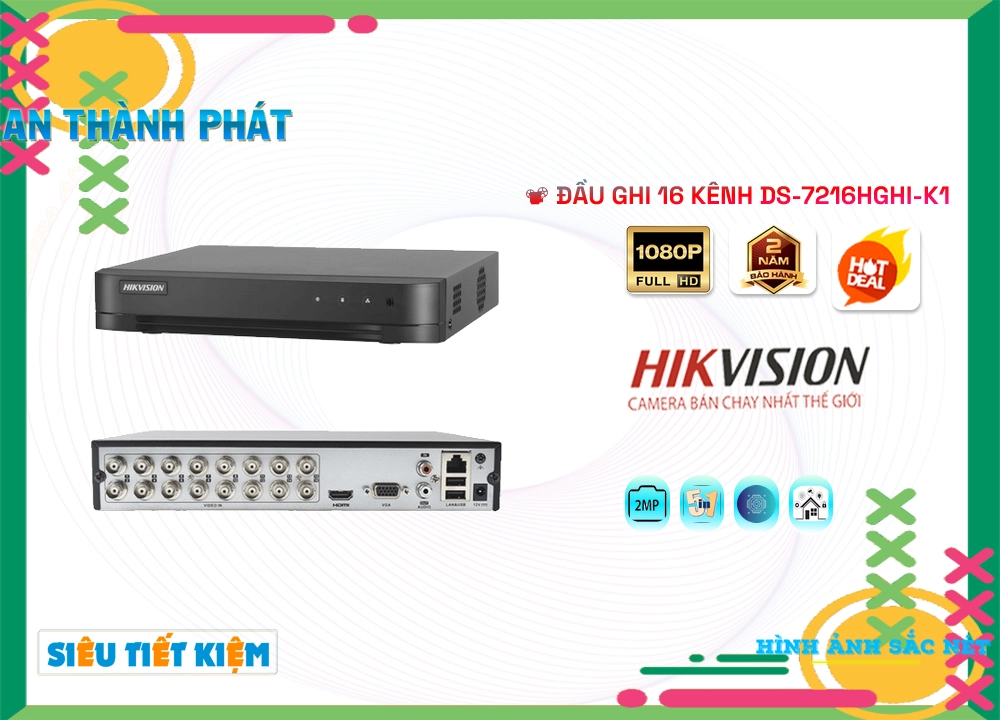 DS-7216HGHI-K1 Đầu Thu Hikvision DS-7216HGHI-K1 Đầu Thu Hikvision