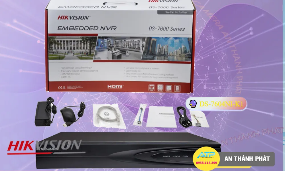 ➠  DS-7604NI-K1 sắc nét Hikvision