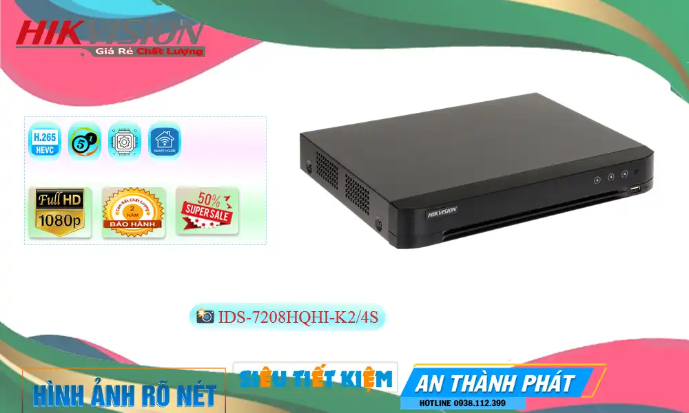 IDS-7208HQHI-K2/4S sắc nét Hikvision IDS-7208HQHI-K2/4S sắc nét Hikvision