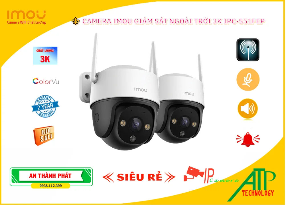Camera Wifi Ngoài Trời Giá Rẻ IPC-S51FEP 5MP